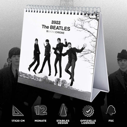 Grupo Erik Official The Beatles Calendar 2022 - Desktop Calendar 2022 The Beatles Desk Calendar 2022-12 Month 2022 Planner, The Beatles Black/White, CS22002