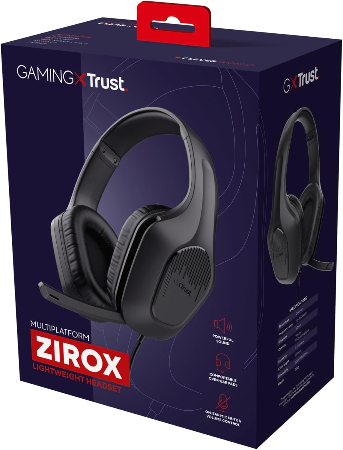 Trust Gaming GXT 415 Zirox Cuffie Gaming Leggere con Driver da 50 mm per PC, Xbox, PS4, PS5, Switch, Mobile, Jack Audio 3.5 mm, Cavo 2m, Cuffie con Microfono Over-Ear