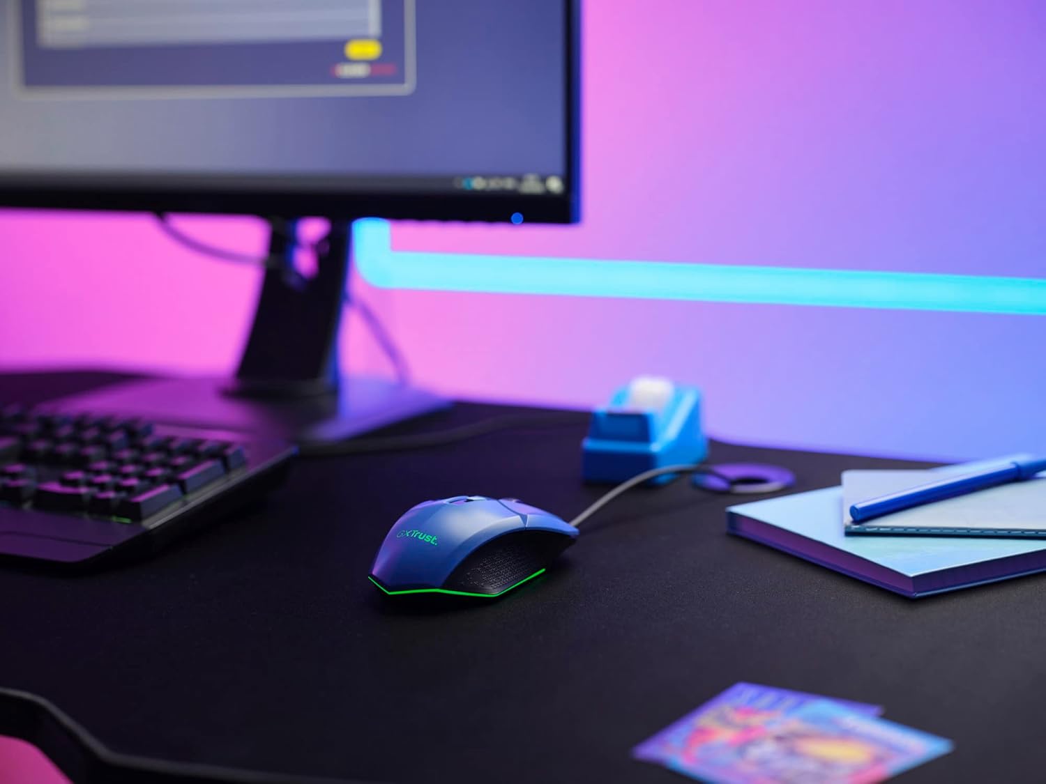 Trust Gaming GXT 109B Felox Gaming Mouse with 6 Programmable Buttons, Advanced Software, Multicolour LED Lighting, 200-6400 DPI, 1.5m USB Cable, RGB Computer Mouse for PC, Laptop, Windows