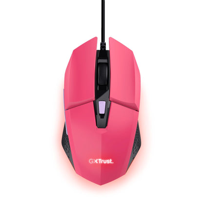 Trust Gaming GXT 109P Felox Gaming Mouse with 6 Programmable Buttons, Advanced Software, Multicolour LED Lighting, 200-6400 DPI, 1.5m USB Cable, RGB Computer Mouse for PC, Laptop, Windows - Pink Wired Pink