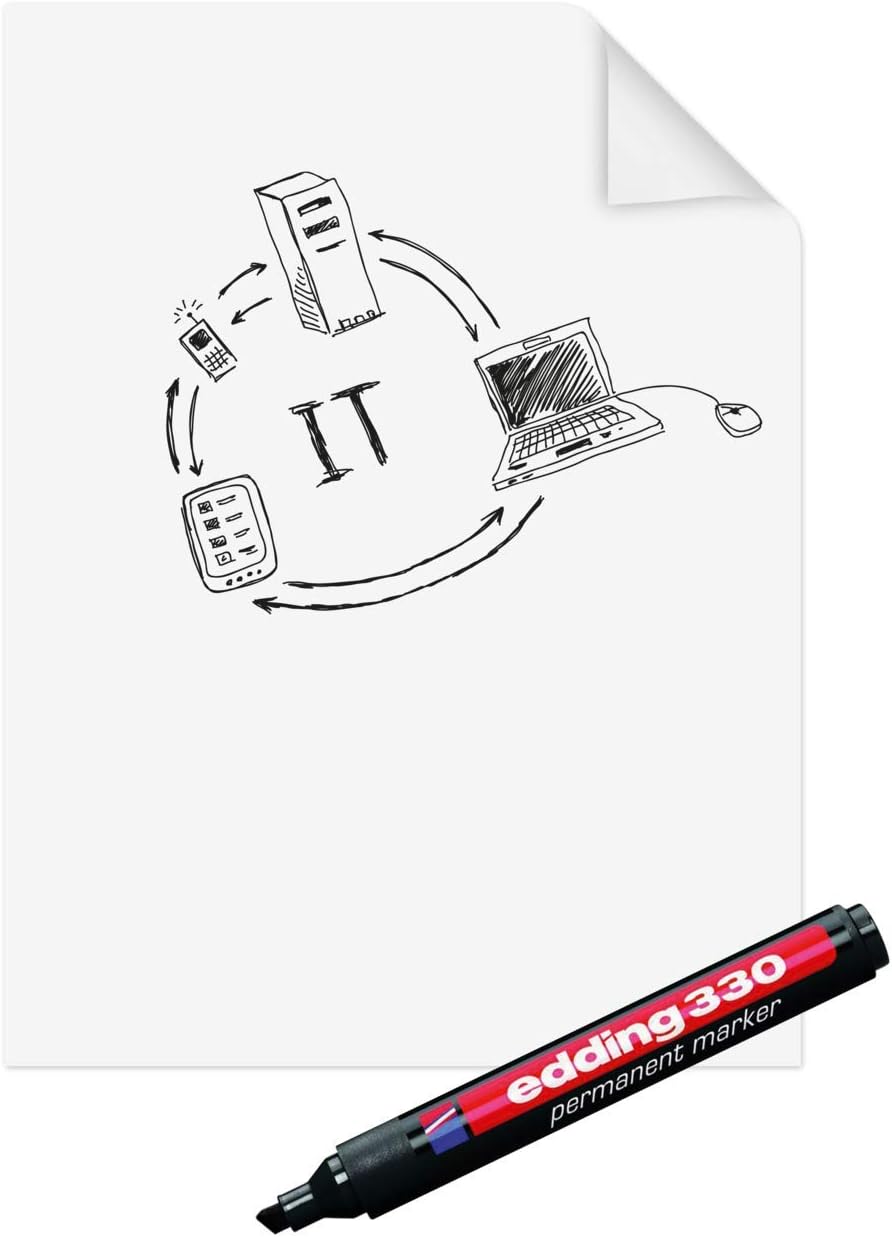 Legamaster Magic-Chart Paperchart Foil - static self-adhesive - white - 80x60cm - wipeable and rewritable - incl. 1 board marker - 25 foil sheets on a roll