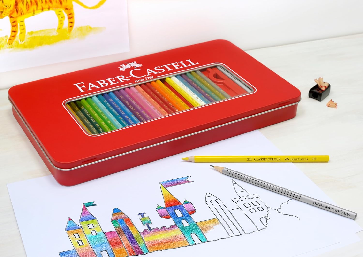 Faber-Castell Classic Colored Pencils Tin Set, 48 Vibrant Colors In Sturdy Metal Case - Premium Children's Art Products