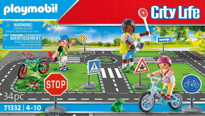 Playmobil 71332 City Life Traffic education, bicycle course, bicycles traffic signs and more, educational toy, fun imaginative role play, playsets suitable for children ages 4+