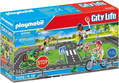Playmobil 71332 City Life Traffic education, bicycle course, bicycles traffic signs and more, educational toy, fun imaginative role play, playsets suitable for children ages 4+