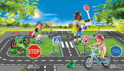 Playmobil 71332 City Life Traffic education, bicycle course, bicycles traffic signs and more, educational toy, fun imaginative role play, playsets suitable for children ages 4+