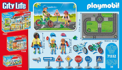 Playmobil 71332 City Life Traffic education, bicycle course, bicycles traffic signs and more, educational toy, fun imaginative role play, playsets suitable for children ages 4+