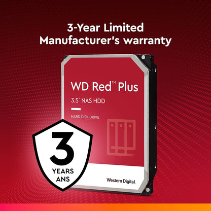 Western Digital 2TB WD Red Plus NAS Internal Hard Drive HDD - 5400 RPM, SATA 6 Gb/s, CMR, 64 MB Cache, 3.5" -WD20EFPX