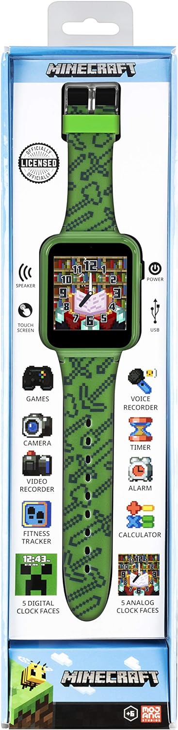 Minecraft Smartwatch mit Kamerafunktion, MIN4045ARG, grün, Riemen