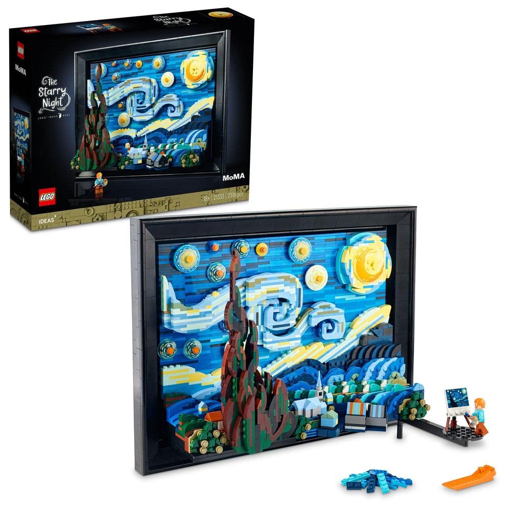 LEGO Ideas 21333 Vincent Van Gogh - La Nuit Étoilée, Reproduction de Tableau sur Toile Van Gogh Starry Night