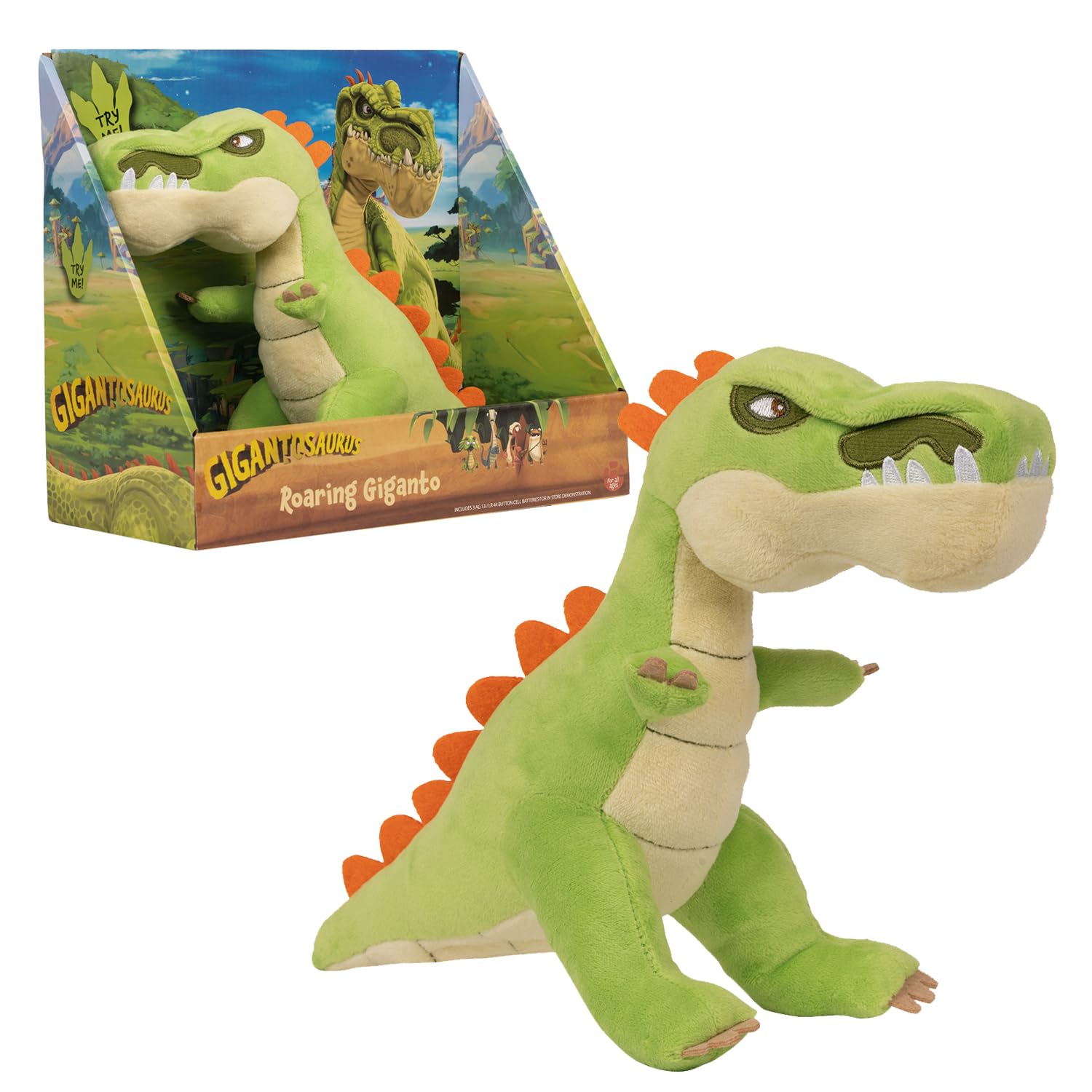 Gigantosaurus 9 Inch Dinosaur Soft Action Plush Toy, Giganto, Accurate Representation of Character from Hit TV Series, Huggable Size and Soft Texture with Realistic Roaring Sounds