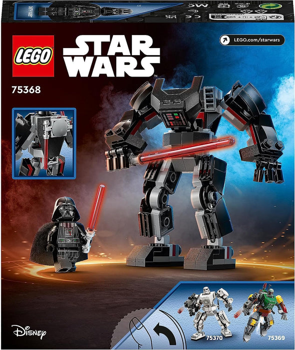LEGO Star Wars Darth Vader Mech, Buildable Action Figure Model with Jointed Parts, Minifigure Cockpit and Large Red Lightsaber, Collectible Toy for Kids, Boys, Girls Aged 6 and Up 75368 Single