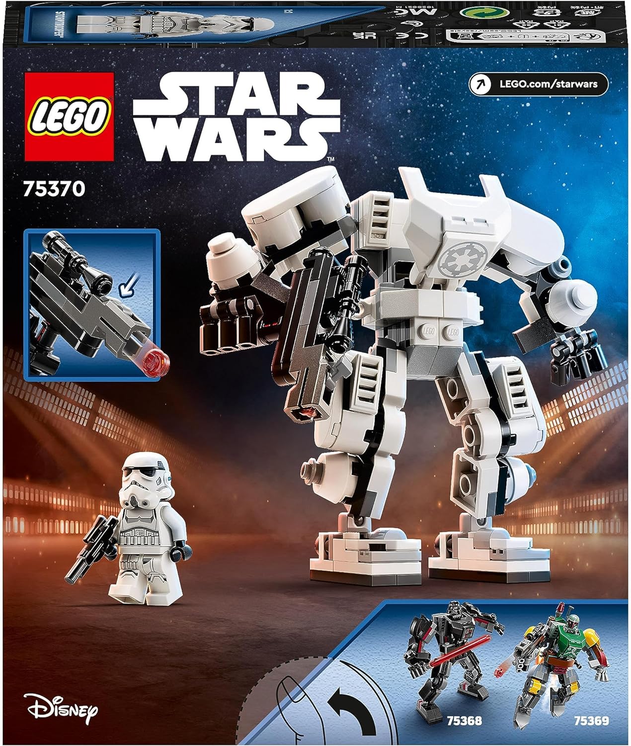 LEGO Star Wars Stormtrooper Mech Set, Buildable Action Figure Model with Jointed Parts, Minifigure Cockpit and Large Stud-Shooter, Collectible Toy for Kids Aged 6 and Up 75370 Single