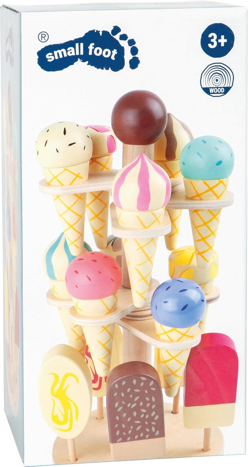 small foot movable wooden ice cream rack, accessories for grocery stores and children's kitchens, from 3 years, 1248