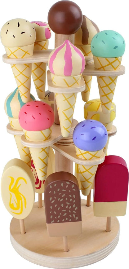 small foot movable wooden ice cream rack, accessories for grocery stores and children's kitchens, from 3 years, 1248