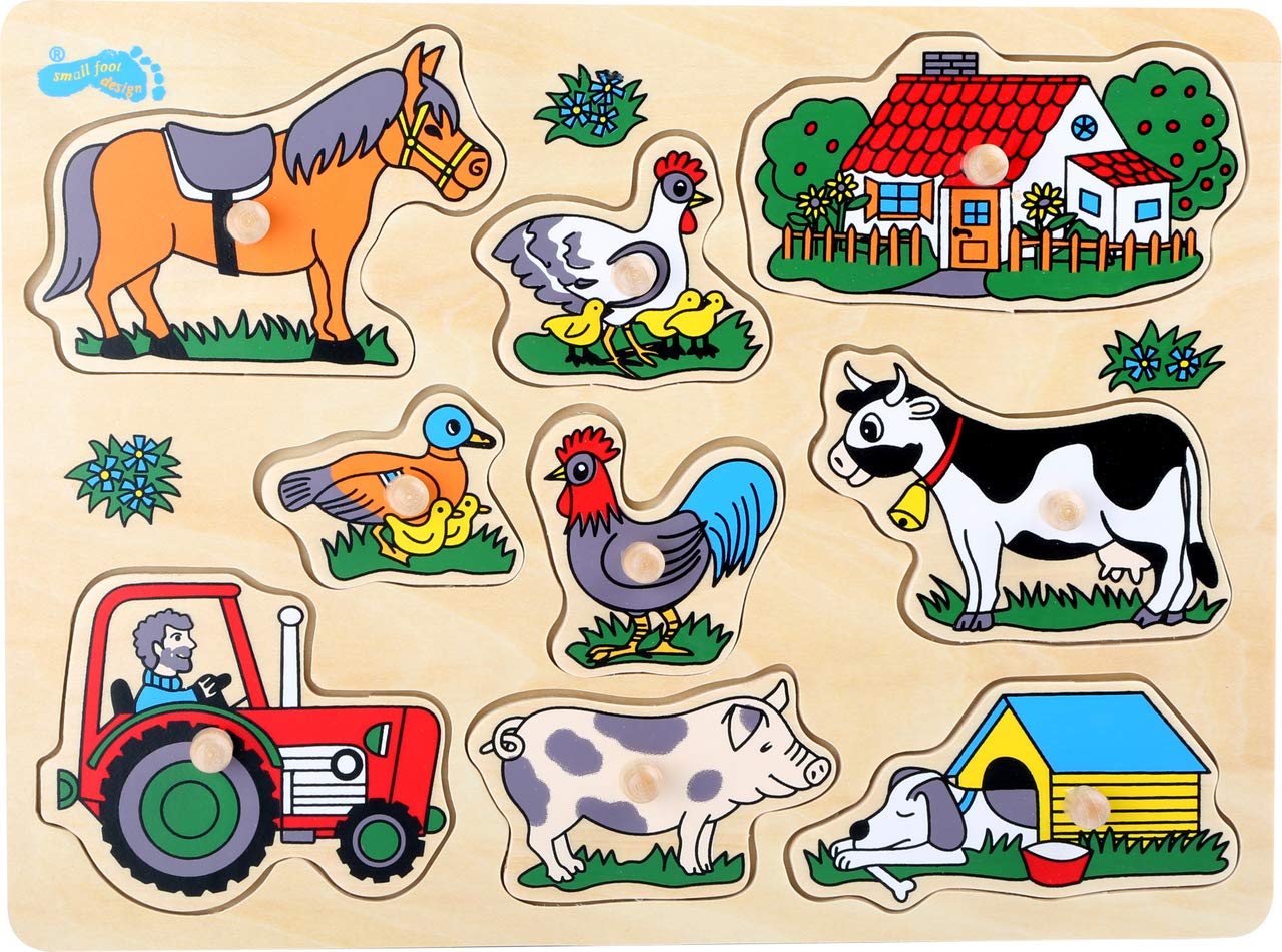 small foot 1767 Set puzzle wooden farmhouse, with many motives from the farm and in bright colours, from 3 years on