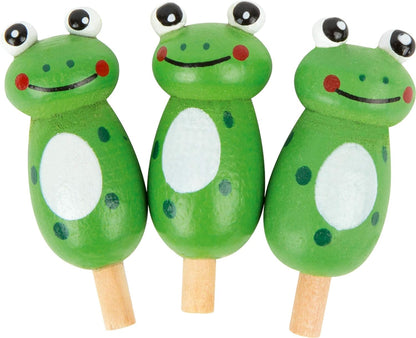 small foot 1876 wooden solitaire game "Frogs", parlour game with 33 frog figures, from 6 years on