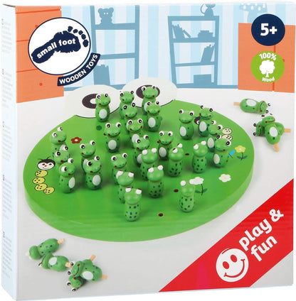 small foot 1876 wooden solitaire game "Frogs", parlour game with 33 frog figures, from 6 years on