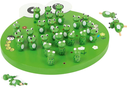 small foot 1876 wooden solitaire game "Frogs", parlour game with 33 frog figures, from 6 years on