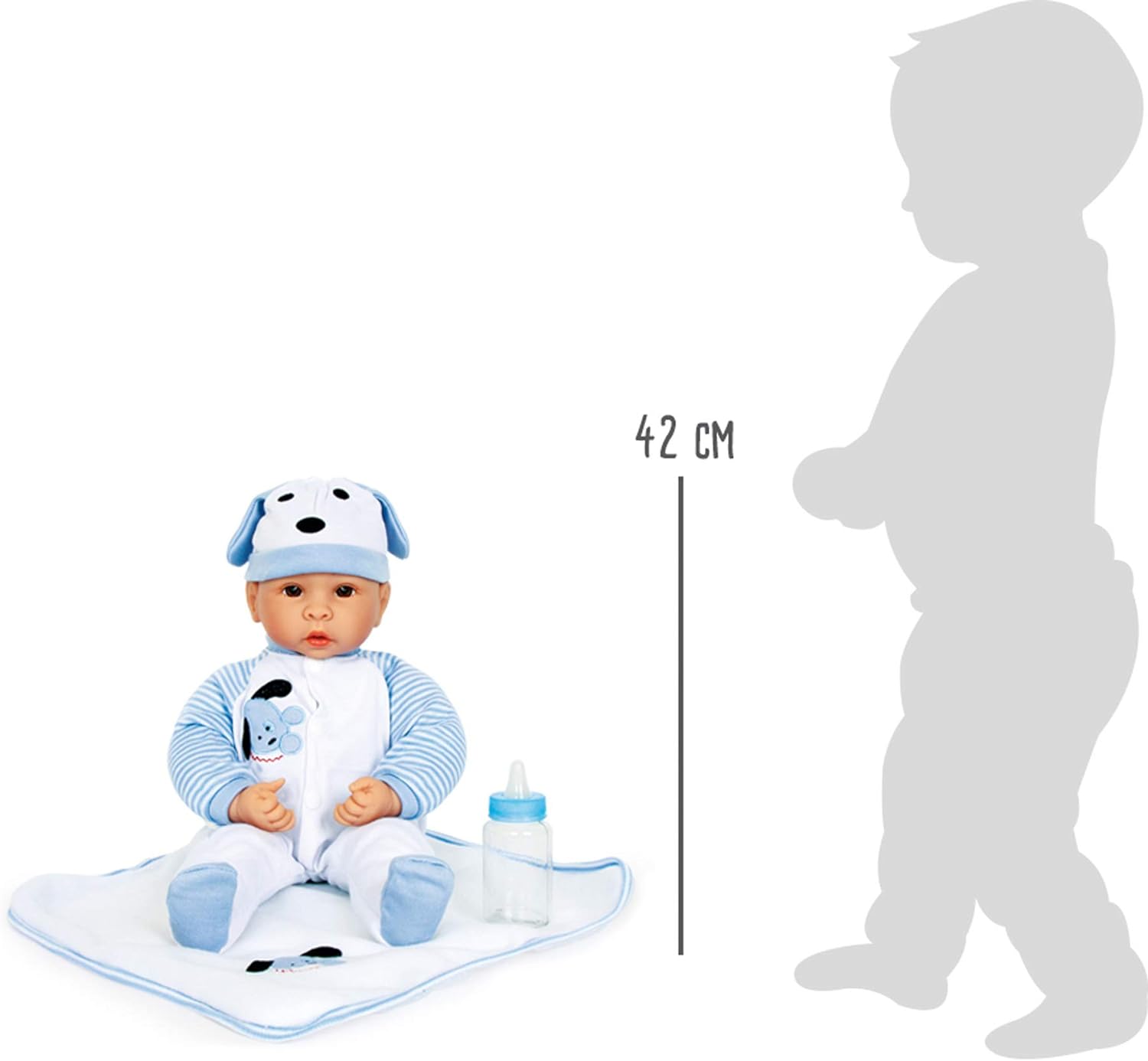 small foot 2736 Baby doll "Benno", incl. accessories: blanket, cap, romper and bottle, from 2 years