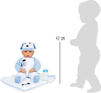 small foot 2736 Baby doll "Benno", incl. accessories: blanket, cap, romper and bottle, from 2 years