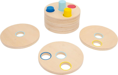 small foot 3386 Puzzle game "Logistack" made of wood, 8 discs and coloured sticks on a base board, from 1,5 years old
