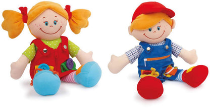 small foot 5576 Cloth dolls "Chiara & Massimo", learning dolls for the training of fine motor skills of small children, set of 2