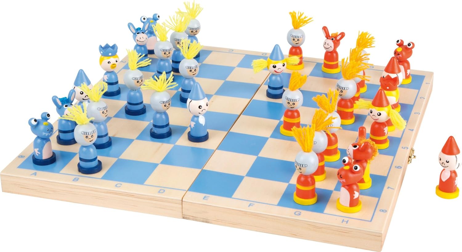 small foot 6084 childrens chess set "Knights Tournament" made of wood, travel game with 32 medival chess pieces made of wood