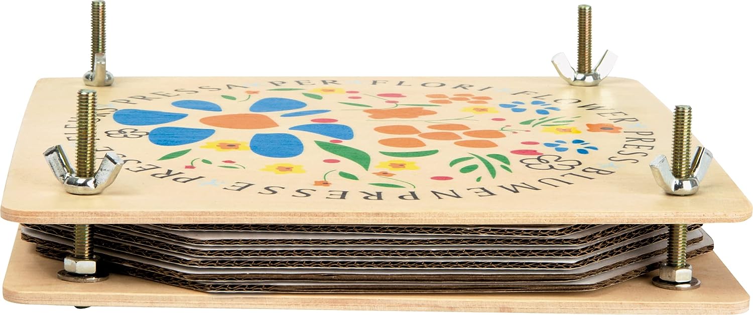 small foot wooden, easy-to-use press for drying leaves and flowers, from 3 years, 8172, Wood, 18 x 18 x 5 cm