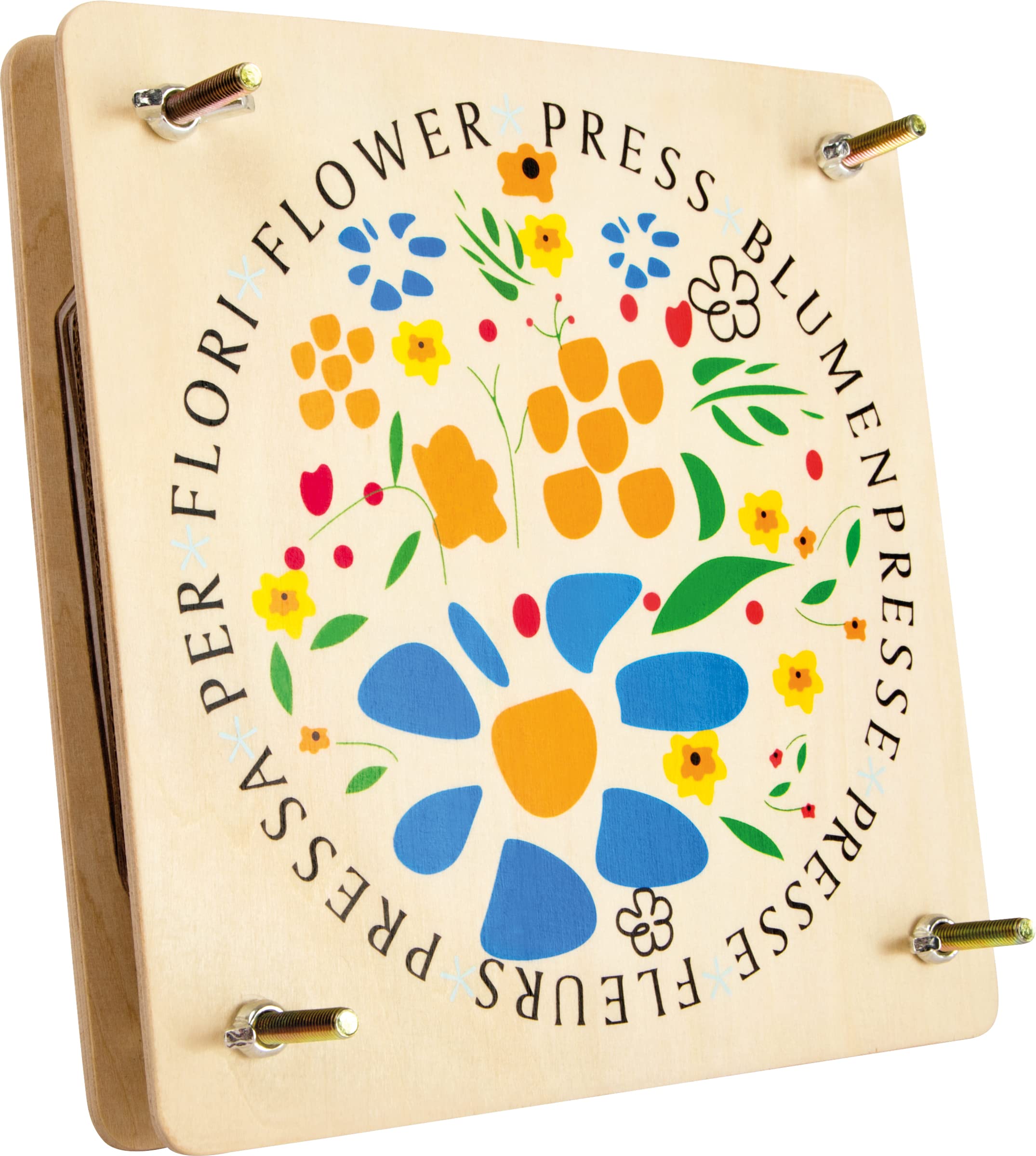 small foot wooden, easy-to-use press for drying leaves and flowers, from 3 years, 8172, Wood, 18 x 18 x 5 cm