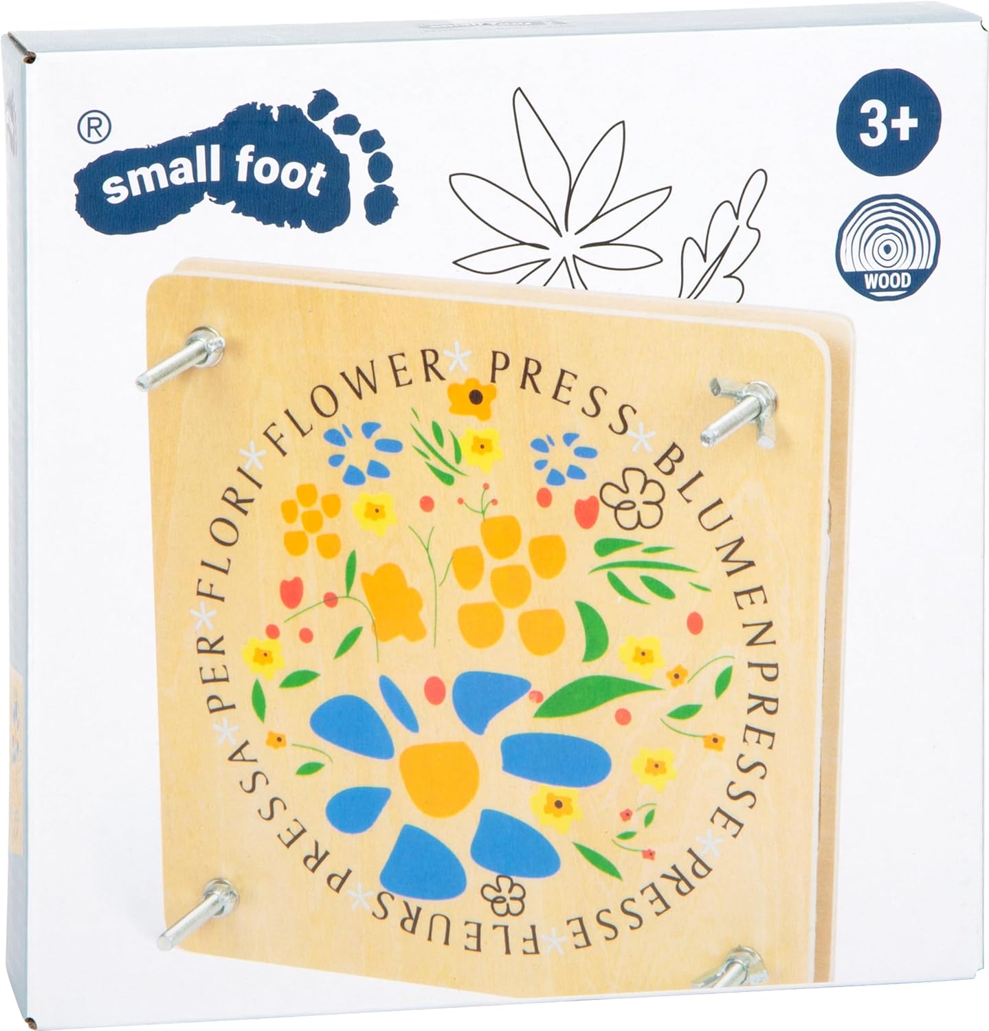 small foot wooden, easy-to-use press for drying leaves and flowers, from 3 years, 8172, Wood, 18 x 18 x 5 cm