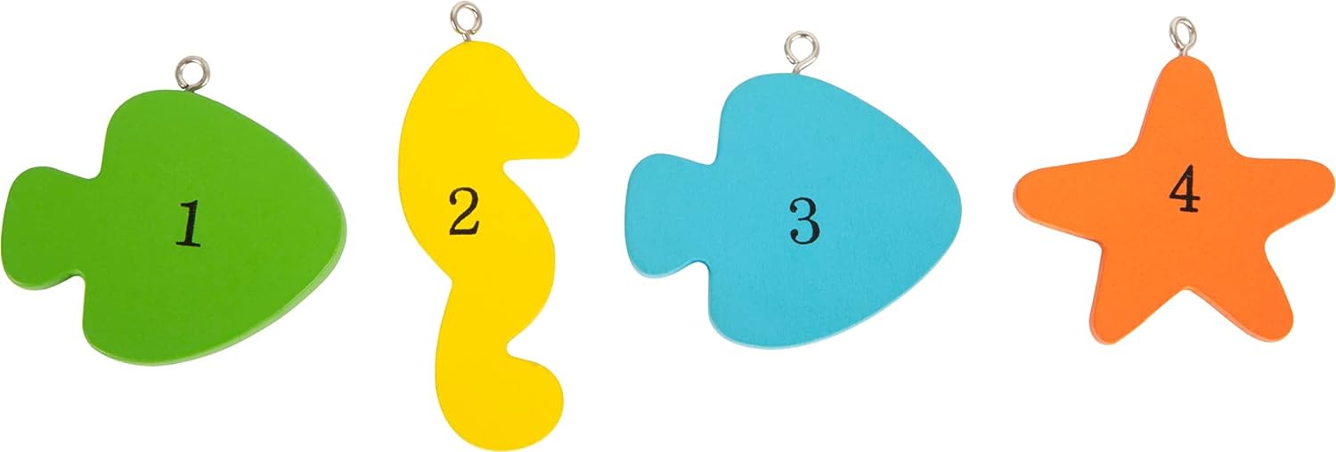 small foot 8196 Fishing game Ocean life made of wood, magnetic game with fishing pool, four fishing rods and fish