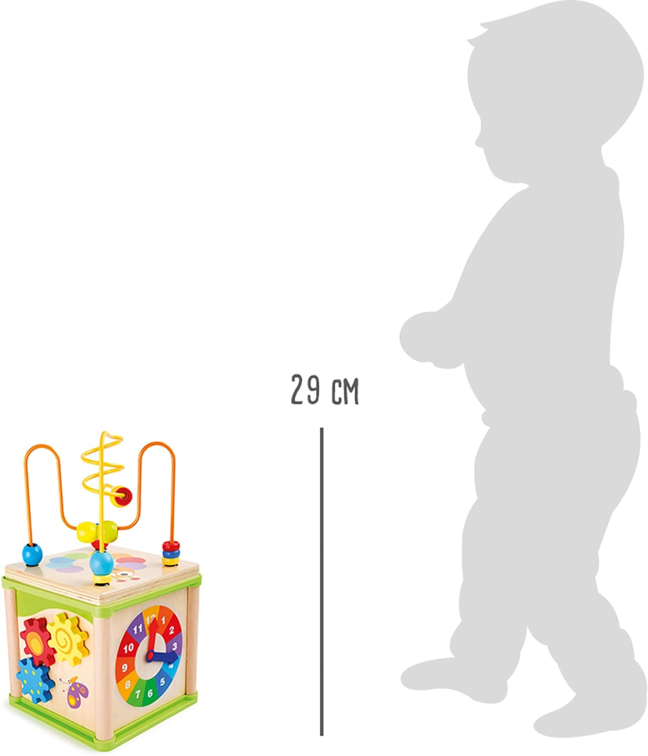 small foot 10074 Motoric cube pretty bugs, incl. form games, learning clock, gear wheels and motoric loops, from 2 years