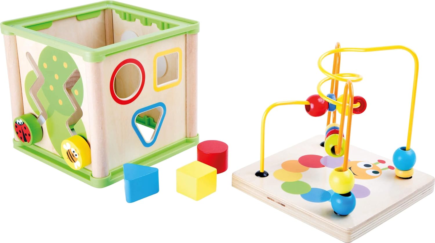 small foot 10074 Motoric cube pretty bugs, incl. form games, learning clock, gear wheels and motoric loops, from 2 years