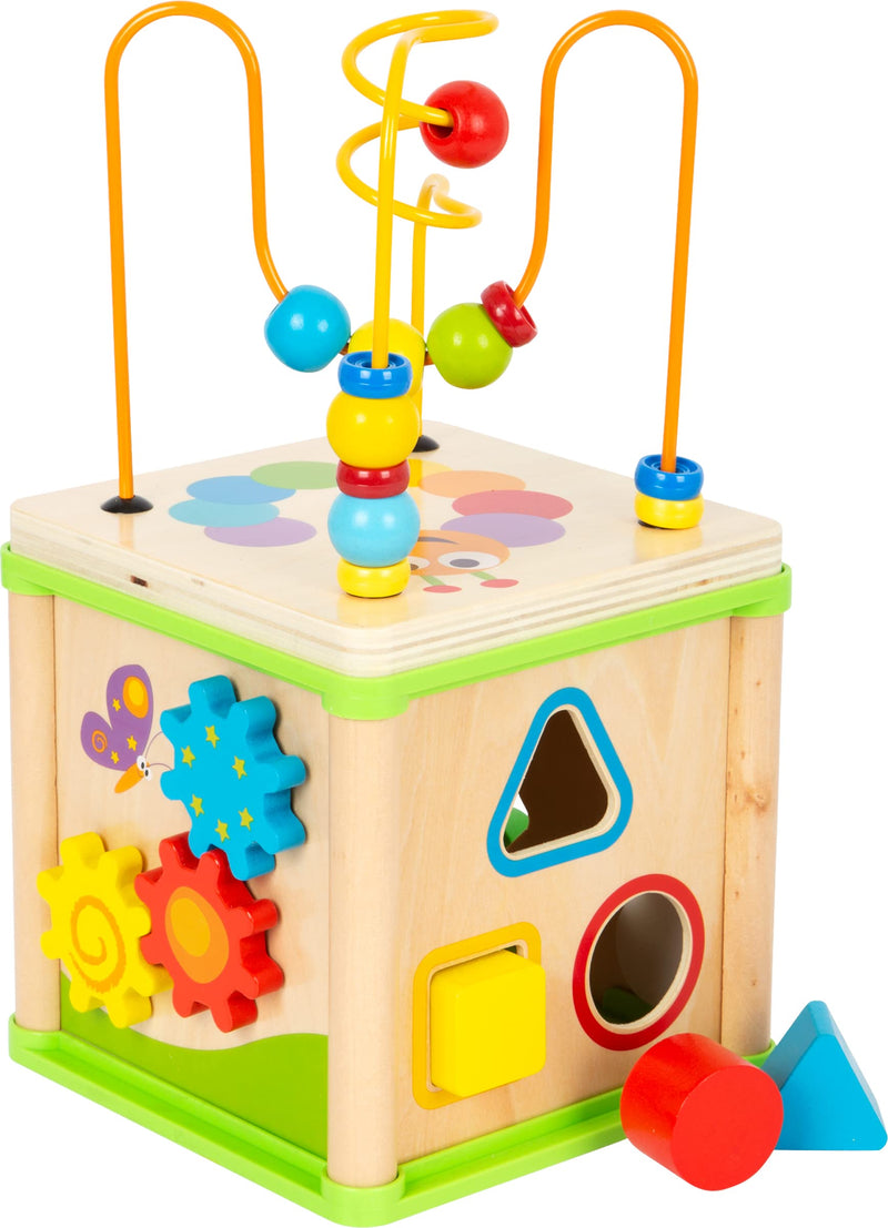 small foot 10074 Motoric cube pretty bugs, incl. form games, learning clock, gear wheels and motoric loops, from 2 years