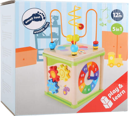 small foot 10074 Motoric cube pretty bugs, incl. form games, learning clock, gear wheels and motoric loops, from 2 years