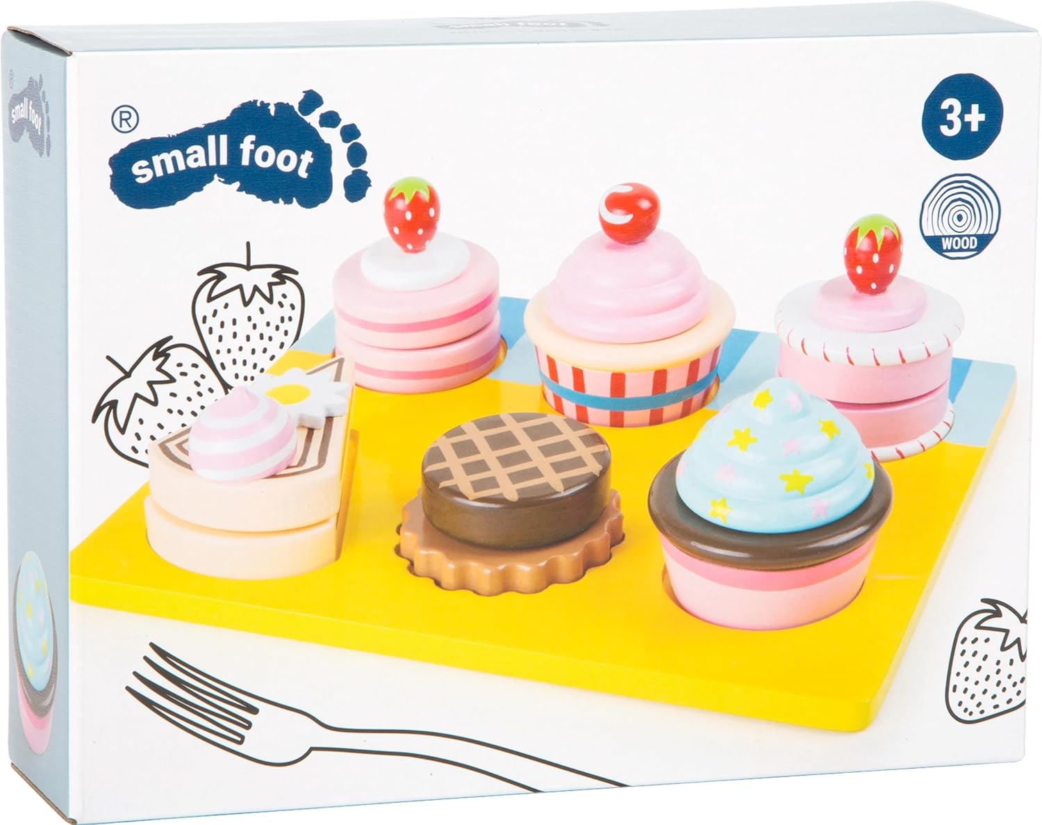 small foot 10149 cutting play "cupcakes and cakes" made of wood, with velcro fastener individually combinable, from 3 years on