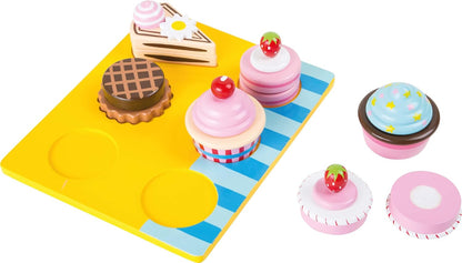 small foot 10149 cutting play "cupcakes and cakes" made of wood, with velcro fastener individually combinable, from 3 years on