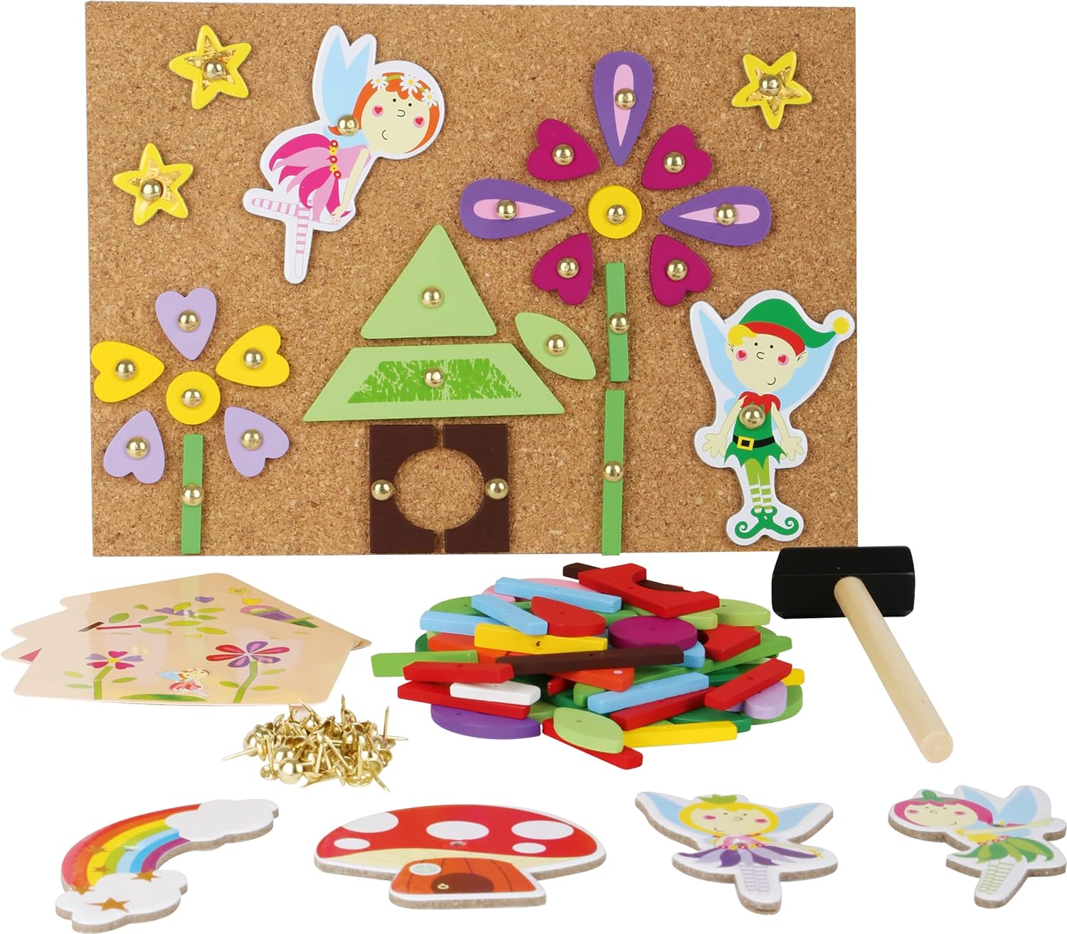 small foot 10227 Hammer game "Fairy" made of wood, cork floor with motives of fairies for hammering, from 6 years on Hammer game fairy