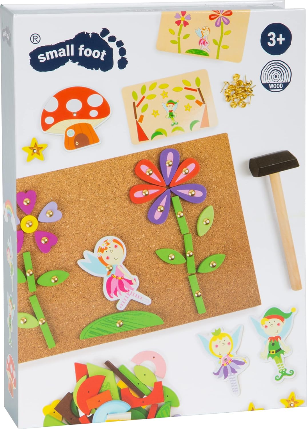 small foot 10227 Hammer game "Fairy" made of wood, cork floor with motives of fairies for hammering, from 6 years on Hammer game fairy