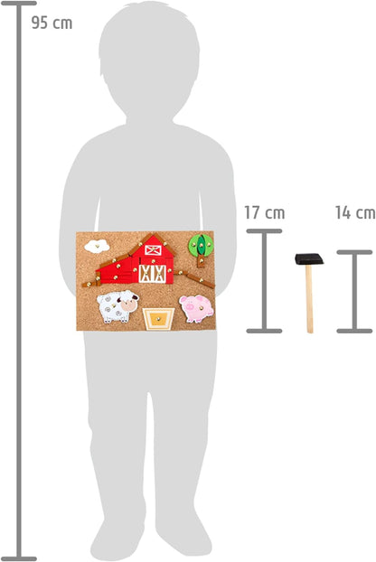 small foot 10228 Hammer game "Farm" made of wood, cork floor with motives of the farm for hammering, from 6 years on