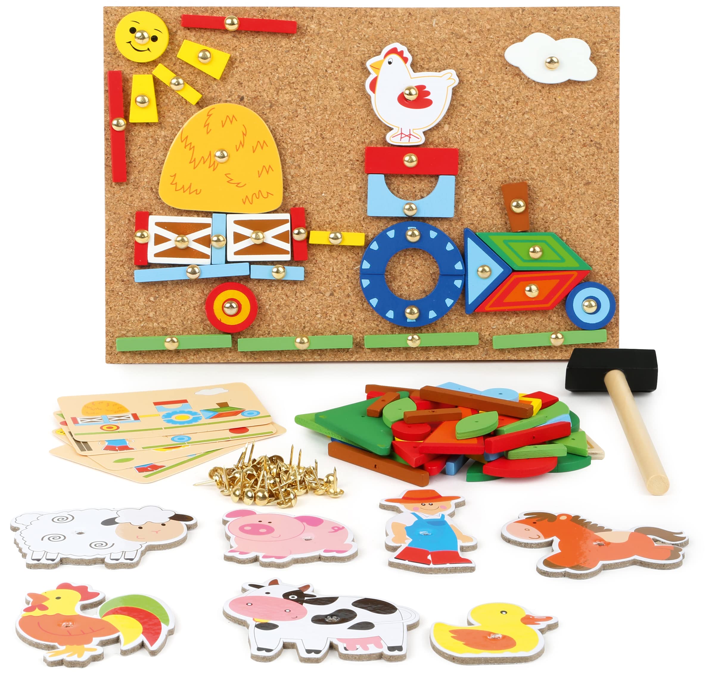 small foot 10228 Hammer game "Farm" made of wood, cork floor with motives of the farm for hammering, from 6 years on