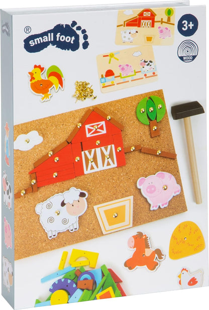 small foot 10228 Hammer game "Farm" made of wood, cork floor with motives of the farm for hammering, from 6 years on