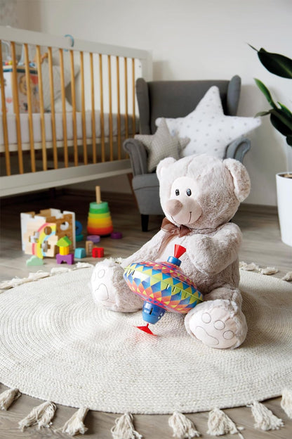 Small Foot Brummkreisel Kunterbunt, schult die Feinmotorik, mit Standfuß aus Gummi, für Kinder ab 12 Monaten, Tier 10298, Mehrfarbig, 1 Stück (1er Pack