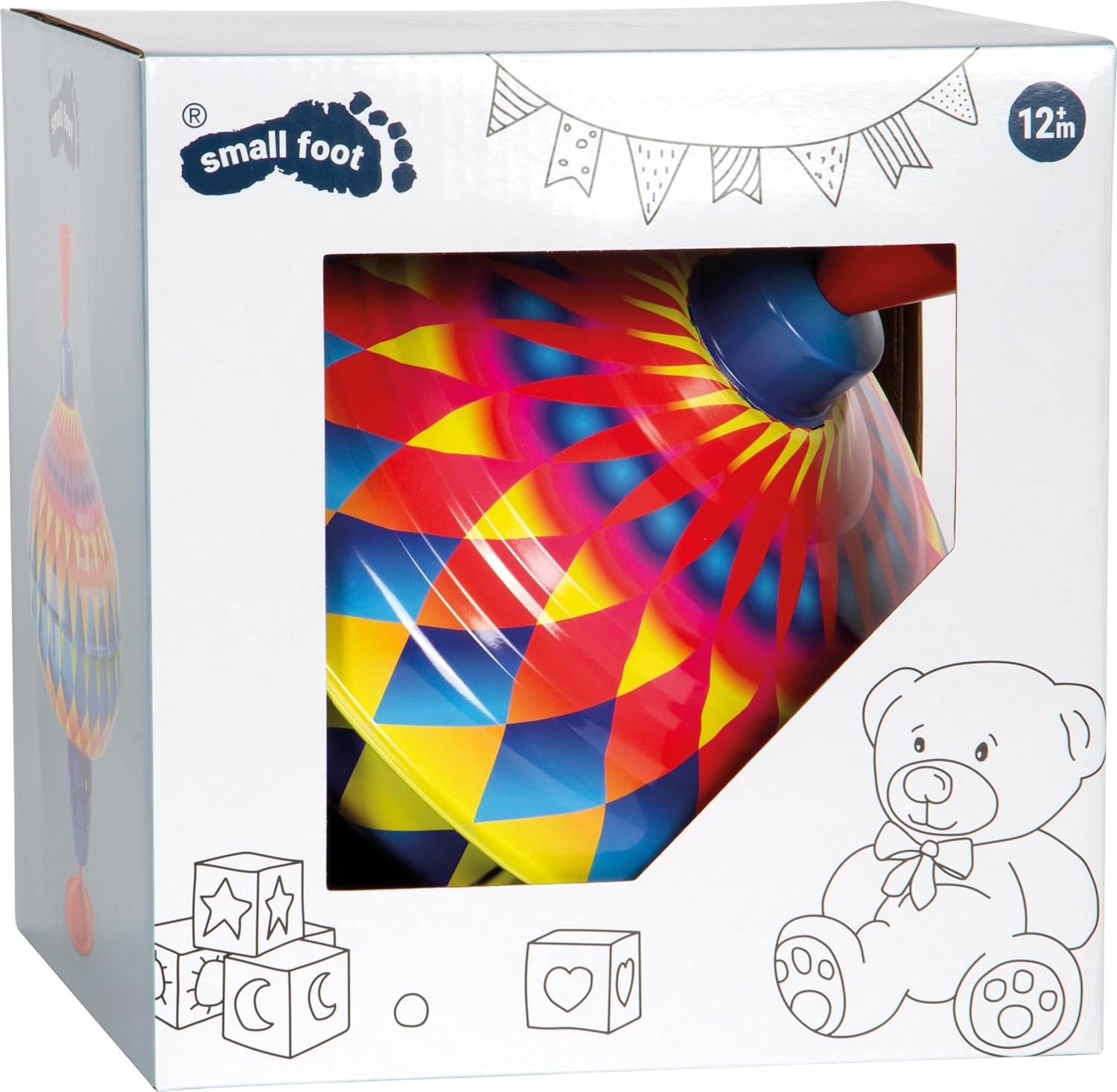 Small Foot Brummkreisel Kunterbunt, schult die Feinmotorik, mit Standfuß aus Gummi, für Kinder ab 12 Monaten, Tier 10298, Mehrfarbig, 1 Stück (1er Pack