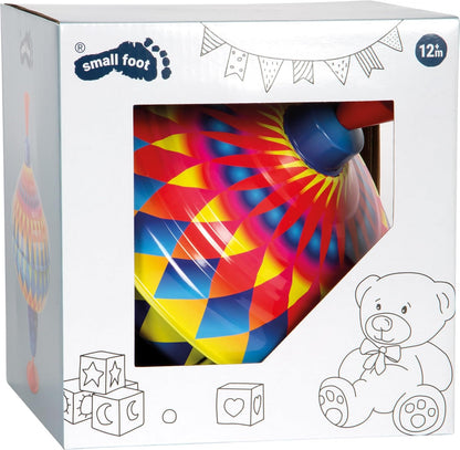 Small Foot Brummkreisel Kunterbunt, schult die Feinmotorik, mit Standfuß aus Gummi, für Kinder ab 12 Monaten, Tier 10298, Mehrfarbig, 1 Stück (1er Pack