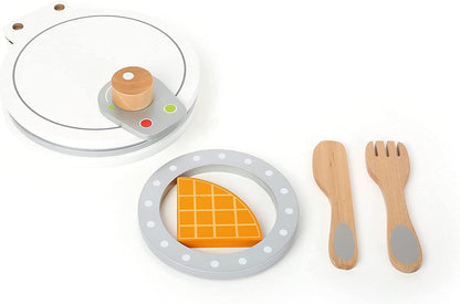 small foot 10592 wooden waffle iron for children's kitchen, to open with space for four waffle pieces, from 3 years