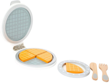 small foot 10592 wooden waffle iron for children's kitchen, to open with space for four waffle pieces, from 3 years