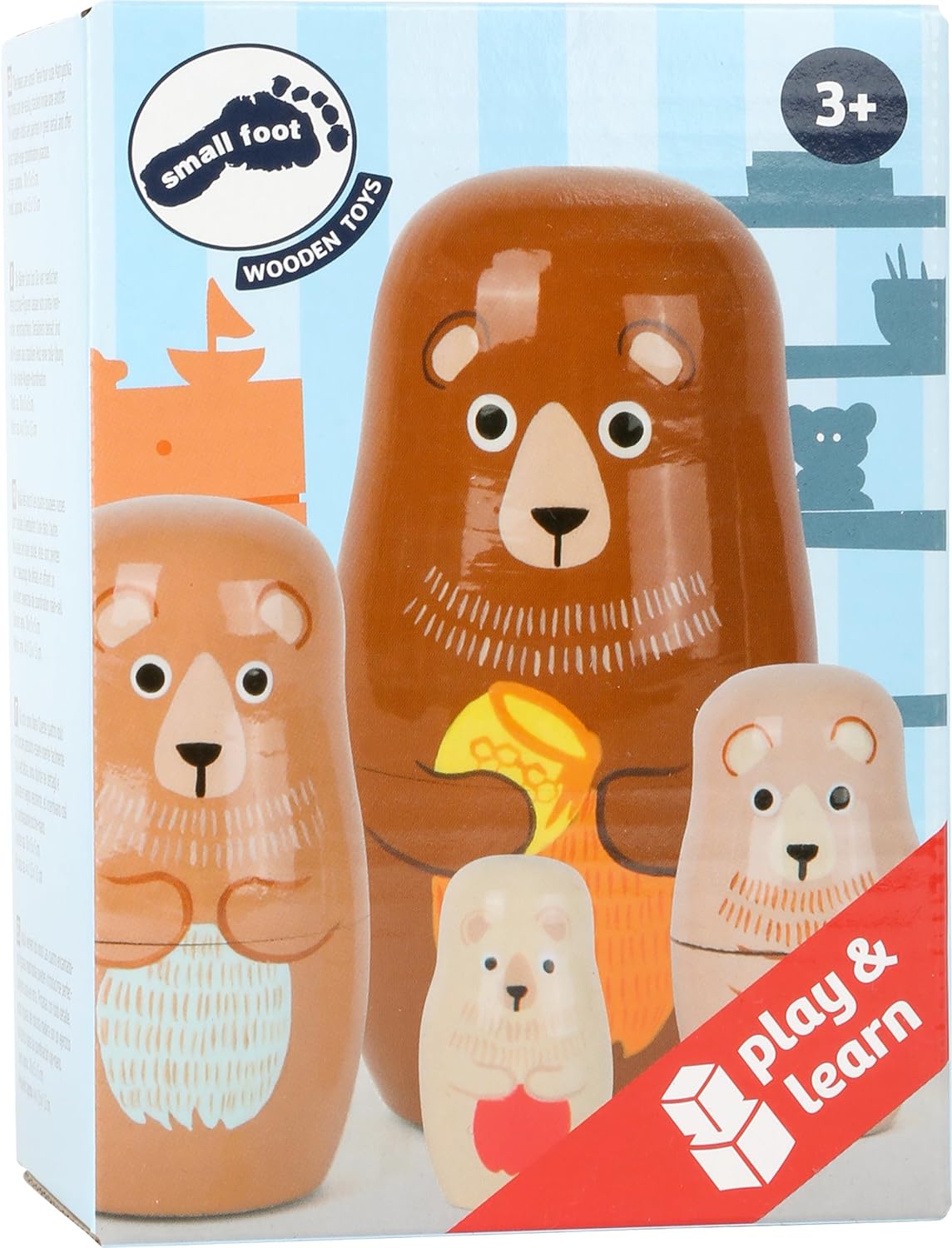 Small Foot 10621 Matrjoschka Bear Figures Made of Wood in Four Different Sizes and Colours, Teaches The Hand-Eye Coordination and is Suitable as a Decoration