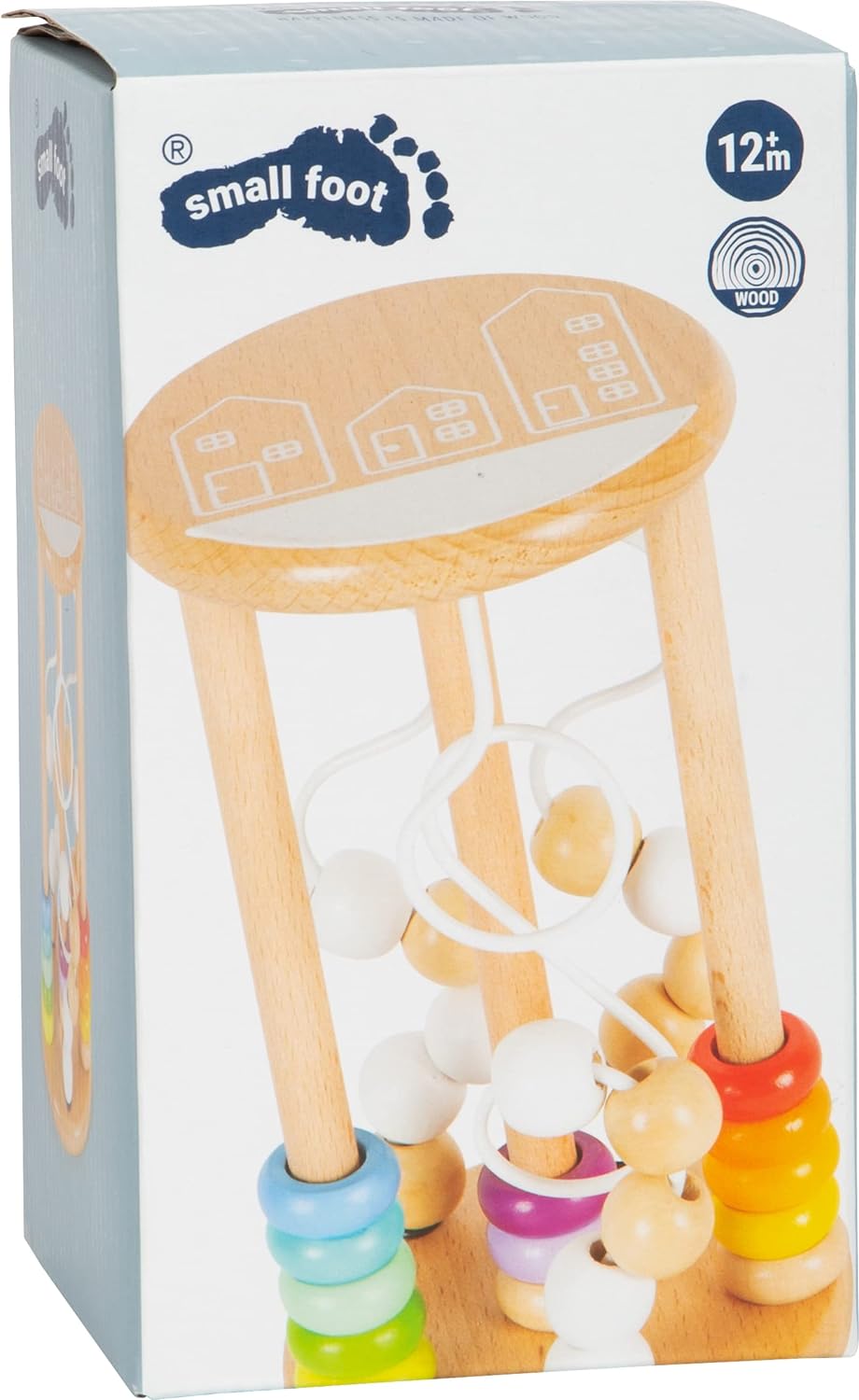 Small Foot 10630 Motor Activity Bead Sounds, made of wood, with bead maze and sliding tiles, for ages 12+ months Motor skills toy