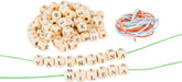small foot 10713 Letter cubes made of natural wood for threading, different colored ribbons, promotes creativity and teaches spelling
